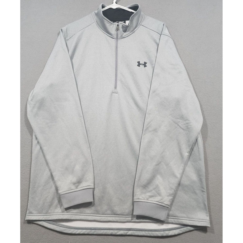 Under Armour Shirt Mens 2XL Gray Solid Pullover sweatshirt ColdGear Zipper